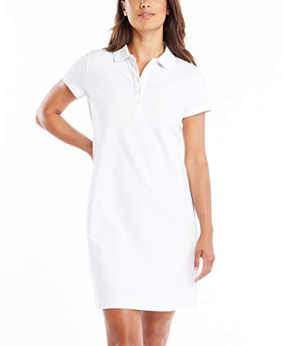 Nautica Damen Easy Classic Short Sleeve Stretch Cotton Polo Dress Lssiges Kleid, Bright White, Mittel