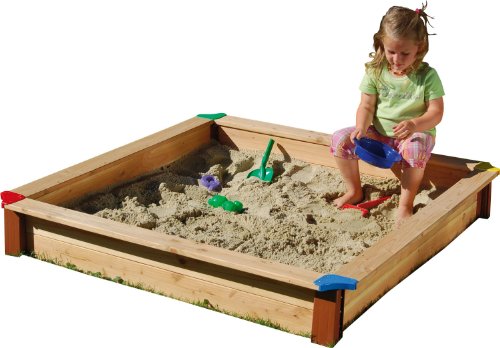 GASPO Sandkasten Classic Sandbox aus Holz einfaches Bausatzsystem, Natur, 115x115x20 cm