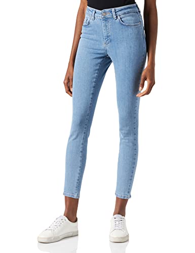 PIECES Damen PCDELLY SKN MW CR MB48 NOOS BC Jeans, Medium Blue Denim, M