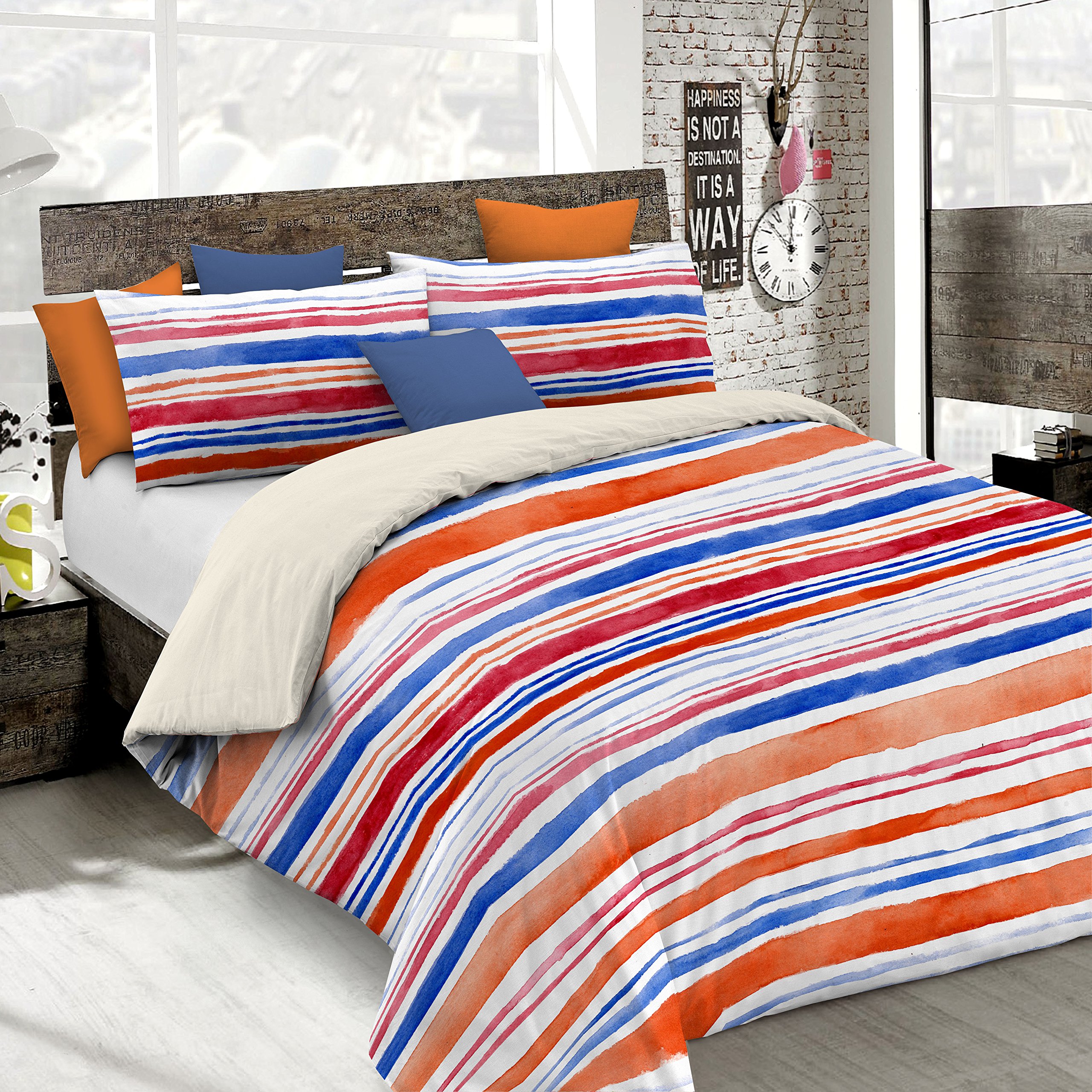 Fantasy Italian Bed Linen Bettbezug, Einzelne, Mikrofaser, Streifen