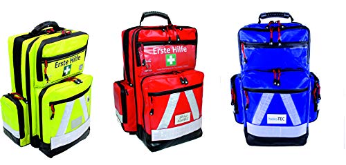 3 Stk Notfallrucksack Medicus/PRO -M- LEER - rot, blau & gelb aus Plane mit Waterstop Reißverschlüssen