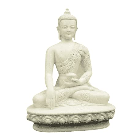 Statue Buddha Asia Fengshui Deko 9- 23 cm ver. Motive: Japan Messing Blau Grün Weiß Dorje Medizin Amrita (Weiß groß)