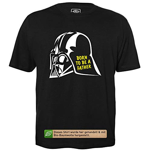 Born to be a Father - Herren T-Shirt für Geeks mit Spruch Motiv aus Bio-Baumwolle Kurzarm Rundhals Ausschnitt, Größe XL