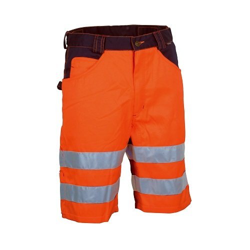 Cofra Warnschutz Shorts Visible V074 kurze Arbeitshose in Signalfarbe, Größe 56,Orange/Marine, 40-00V07400-56