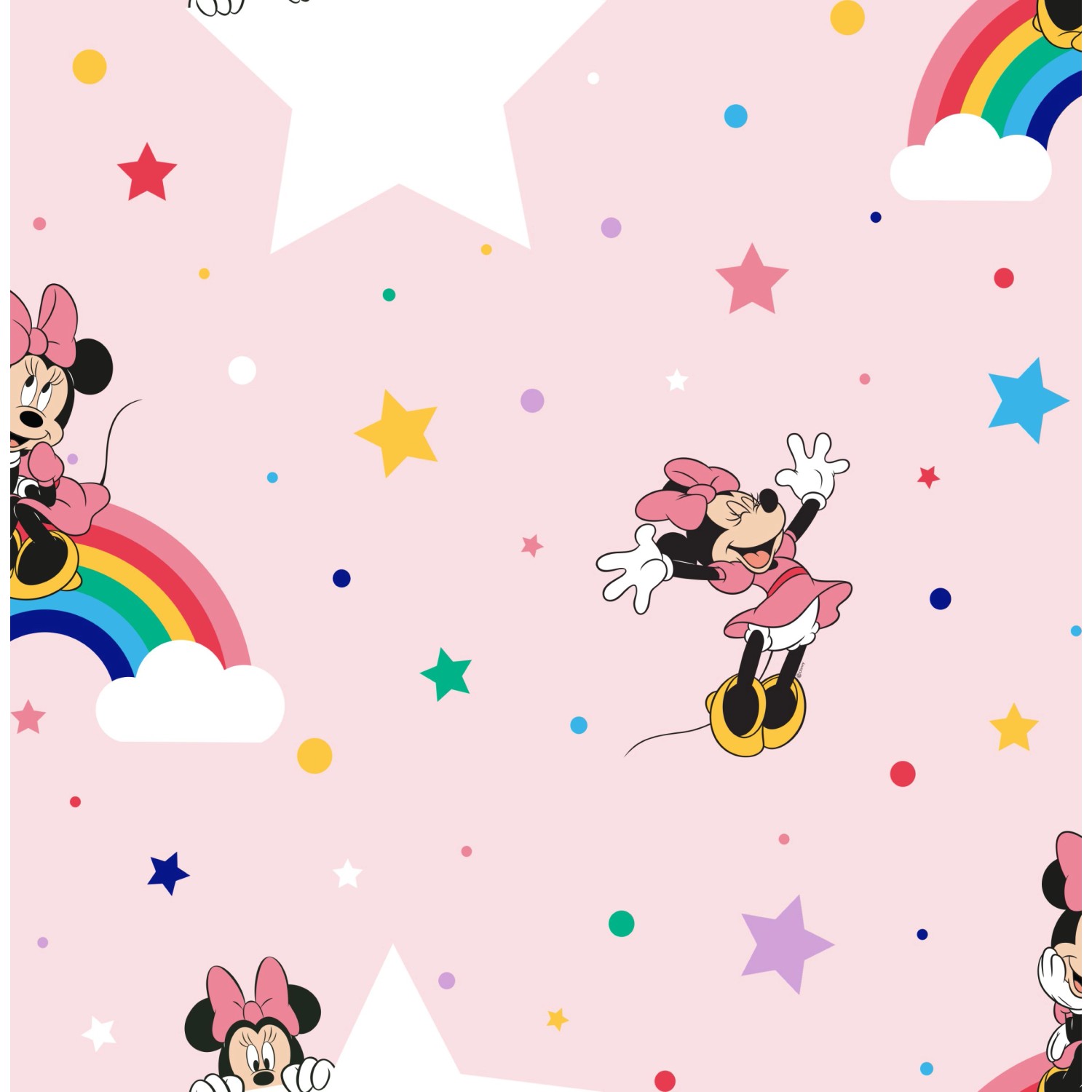 Papiertapete Disney Regenbogen Minnie Rosa