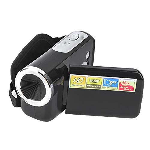 Digitaler Camcorder, Videokamera, 16 x HD, für Kinder, tragbar, mit TFT-LCD-Display (schwarz)