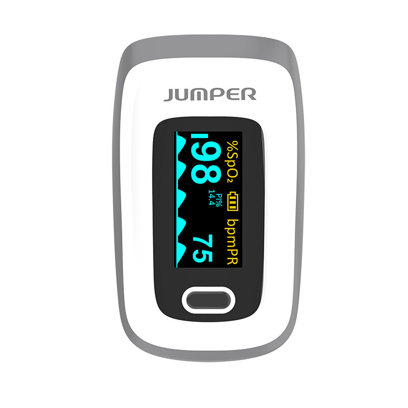 JUMPER JPD-500E Fingerclip-Pulsoximeter Mehrere Anzeigemodi Plethysmograph Fingerspitzen-Pulsoximeter Helligkeitseinstel