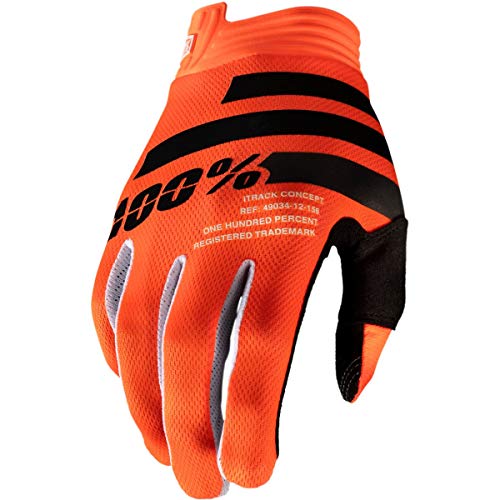 100% Itrack Jugend-Handschuhe, Fluo Orange/Schwarz, Größe XL