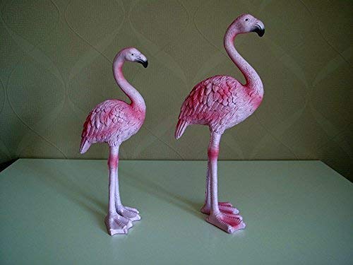 Small-Preis 2er Set Dekofigur Flamingo Vogel Deko Figur Figurine Polyresin Rosa Formano