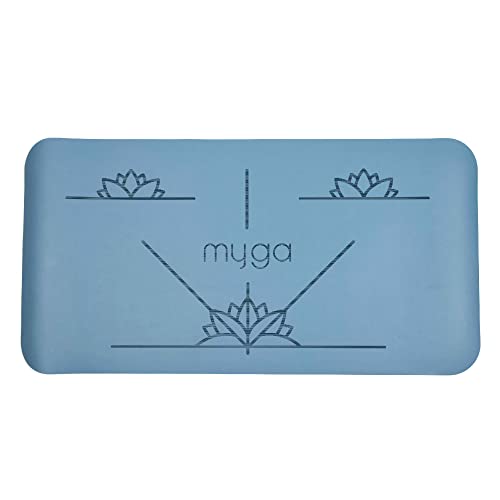 Myga Ausrichtungs Yoga Matte – rutschfeste Pads für zusätzliche Dämpfung mit Ihrem Knie – Ellbogen und Handstütze – (66cm x 34cm x 5mm) Blau