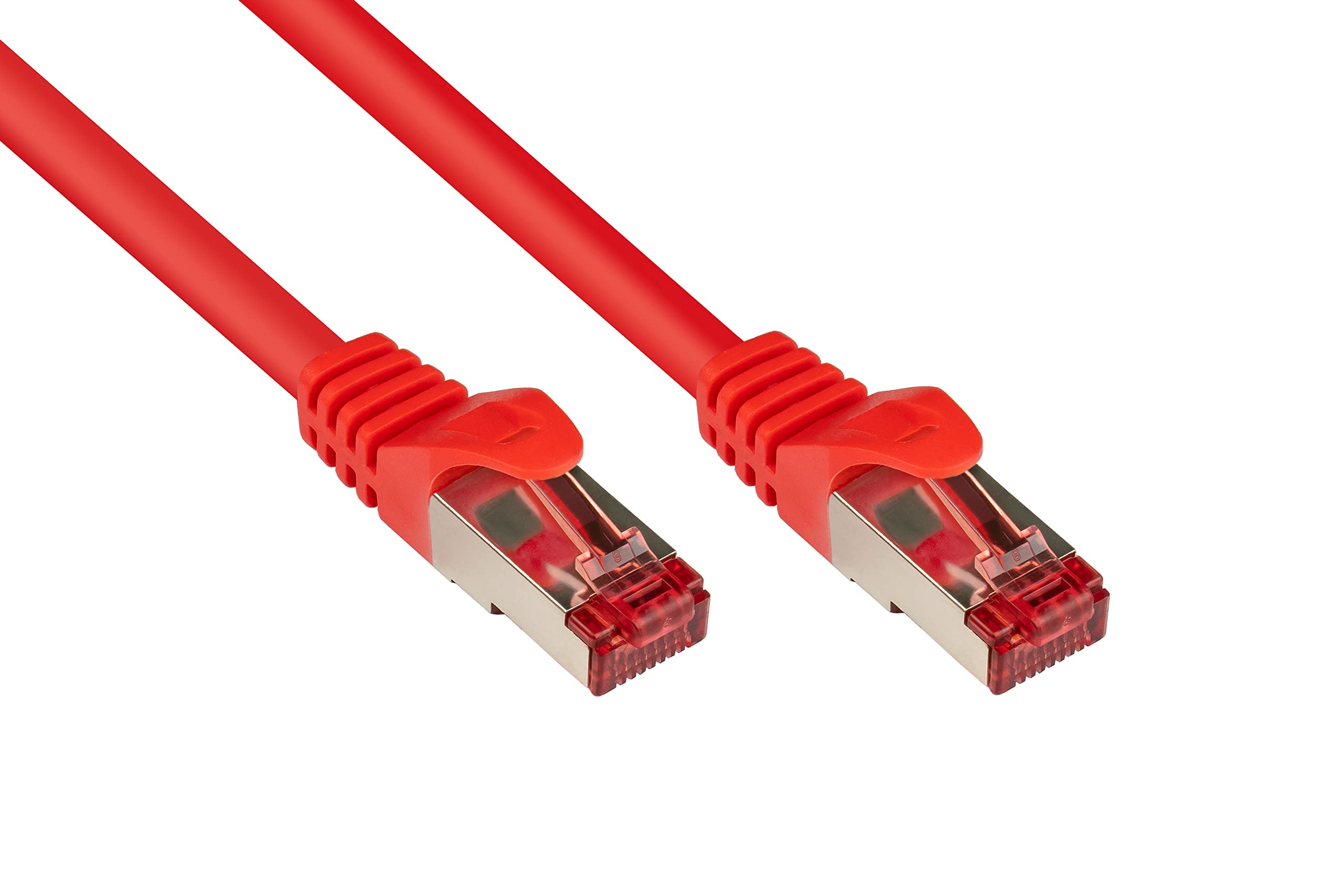 Good Connections Cat. 6 Ethernet LAN Patchkabel mit Rastnasenschutz RNS, S/FTP, PiMF, PVC, 250Mhz, Gigabit-fähig (10/100/1000-Base-T Ethernet Netzwerke), rot, 15m