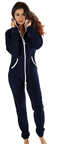 Hoppe Gennadi Damen Jumpsuit Onesie Jogger Einteiler Overall Jogging Anzug Trainingsanzug - Slim FIT, H6136 blau XL