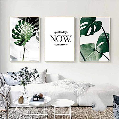 Nicole Knupfer 3-teiliges Poster-Set, Grüne Blätter Bilder Kunstdruck Wandbilder Dekoration für Wohnzimmer Schlafzimmer Modern Fine Art (ohne Rahmen) (C,40x50cm)