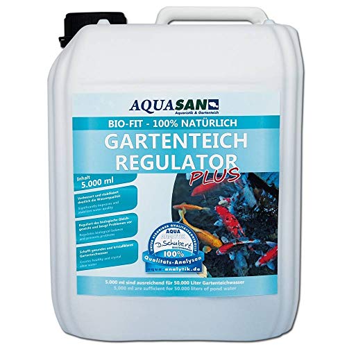 AQUASAN Bio-Fit Gartenteich Regulator Plus (Fördert das biologische Gleichgewicht im Gartenteich - Verbessert und stabilisiert deutlich die Wasserqualität), Inhalt:5 Liter