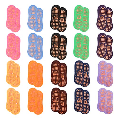 PRETYZOOM 20 Paar Trampolinsocken Rutschfeste Griffe Socken Yoga Socken Bodensocken Sportsocken für Erwachsene Kinder (Zufällige Farbe)