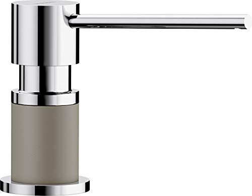 Blanco LATO – Einbau Spülmittelspender für die Küchenspüle – leichte Befüllung von oben – 500 mL Behälter – SILGRANIT-Look Tartufo / Chrom – 525816