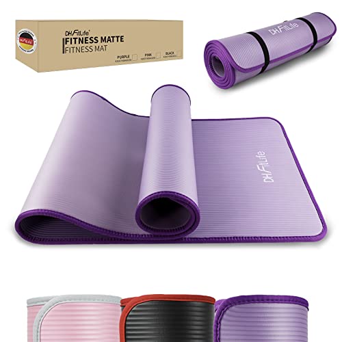 DH FitLife Trainingsmatte Fitnessmatte, Sportmatte 183*61*1 cm, Gymnastikmatte extra reißfest, Yogamatte rutschfest und dick, Workout Matte (violett)