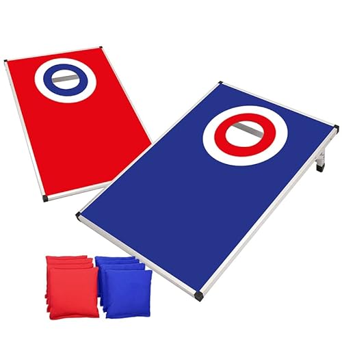 Offizielles Cornhole Target | Amerikanisches Cornhole Spiel | Aluminium | Premium Qualität | Offizielle Wettkampfmaße 2 Boards + 8 Säcke + 1 Schutzhülle | Outdoor und Strandspiel | OriginalCup®