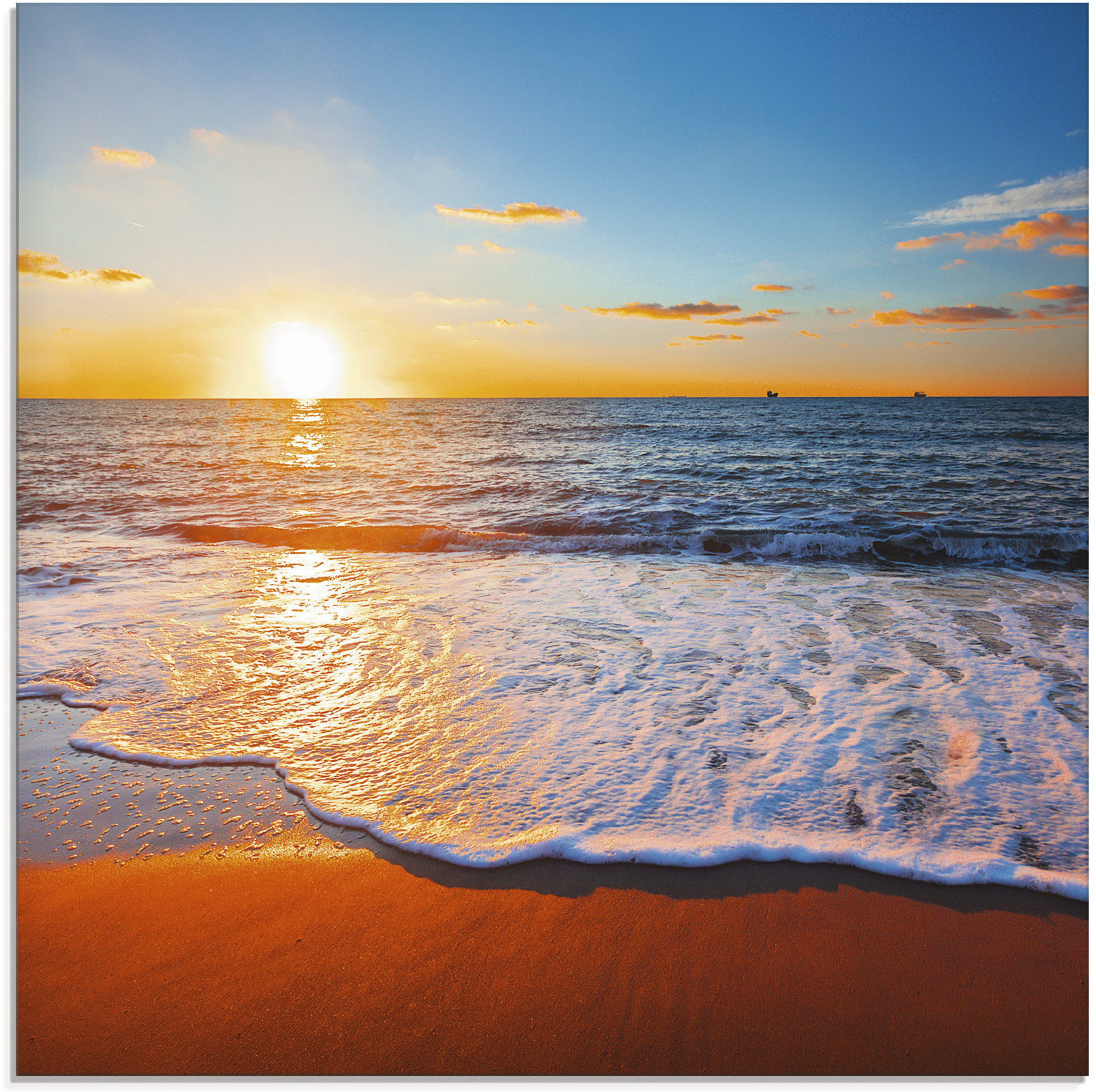 Artland Glasbild "Sonnenuntergang und das Meer", Strand, (1 St.)