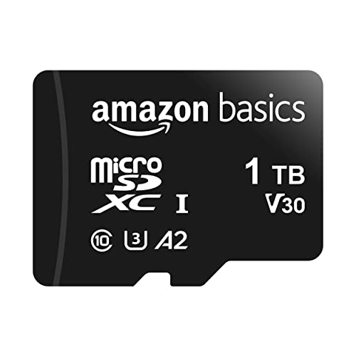 Amazon Basics – microSDXC-Speicherkarte, 1 TB, mit großem Adapter, 100 Mbit/s, U3
