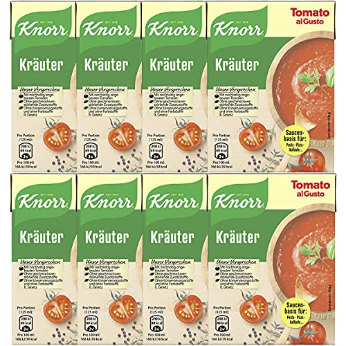 Knorr Tomato al Gusto Kräuter Basis für Pasta und Pizza 370g 8er Pack
