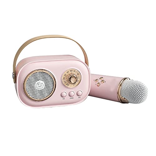 Lwaviwer Mini Wireless Bluetooth Audio Home Singing Karaoke Integriertes Mikrofon Lautsprecher Stereo Home KTV Set Rosa