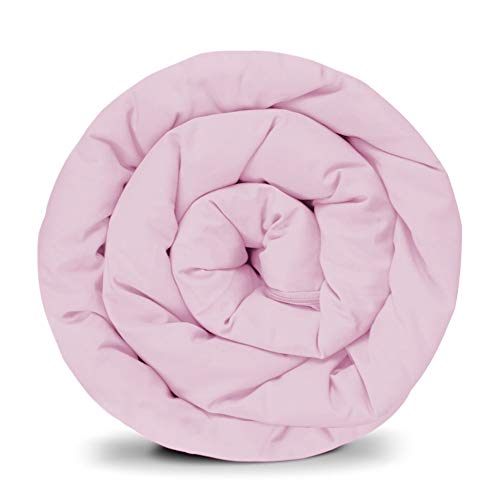 GRAVITY Gewichtsdecke Bezug in Pink Baumwolle Schlaufen Bezugssystem mit Reißverschluss Sommerbezug für Erwachsene/Jugendliche für besseren Schlaf Größe: 150x220 cm