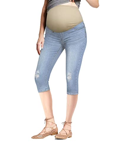 Hybrid & Company Super Comfy Stretch Damen Umstandsjeans Umstandsjeans Bermuda Capri - Grau - 3X