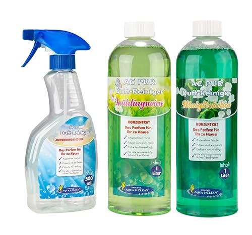AQUA CLEAN PUR Duft-Reiniger Konzentrat 2x 1l inkl. Sprühflasche (Maiglöckchen & Frühlingswiese)