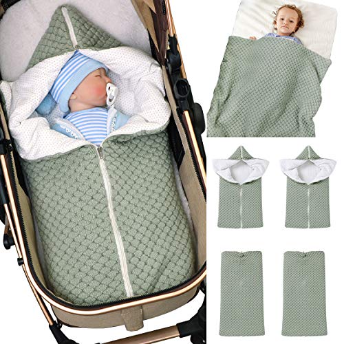 Baby Wrap Wickeldecke Strick Schlafsack Schlafsack Kinderwagen Wrap Weich Warm für 0-12 Monate Babys Unisex