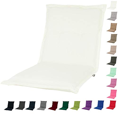 KOPU® Niedriglehner Auflage Prisma Ivory | Auflagen für Gartenstühle | Weiß Garten Kissen 100 x 50 cm | 19 Einfache Farben | Robuster Schaumstoff für zusätzlichen Komfort