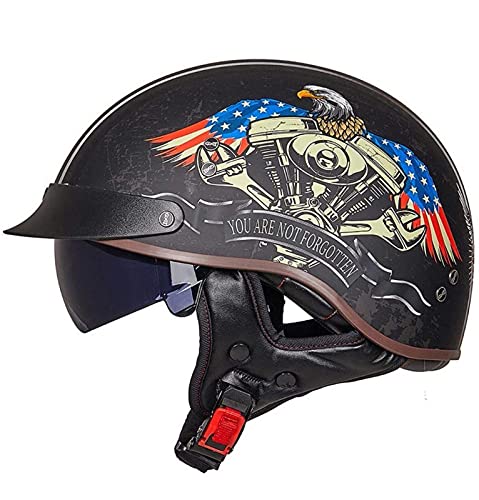 Sebasty Halbhelm Motorradhelm Herren Damen, ECE Zertifizierung Motorrad Helm Jethelm Rollerhelm Halbschalenhelm Chopper Scooter Helm mit Visie 10,M