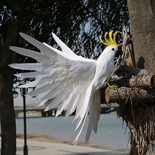 joyMerit Künstlicher Vogel Papagei Figur Dekofigur Balkon Garten Zaun Dekoration - 15,7 Zoll Weiß