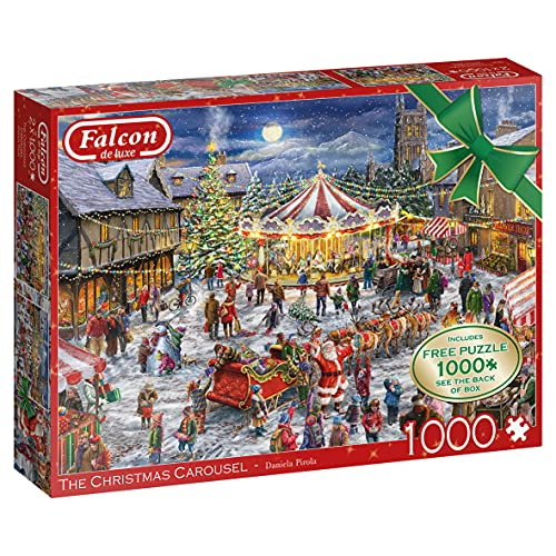Jumbo 11308 The Christmas Carousel-2x 1000 Teile Puzzlespiel, Mehrfarben