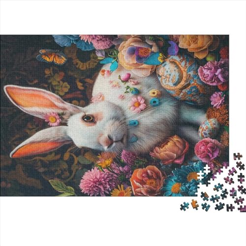 Art Animal Rabbit 500-teiliges Puzzle für Erwachsene – Puzzles für Teenager – Geschenke – Holzpuzzles – Entspannungspuzzlespiele – Denksport-Puzzle 500 Teile (52 x 38 cm)
