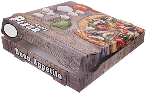100 Pizzakartons Pizzaboxen braun NYC New York 4,2cm hoch "Piccante" verschiedene Größen zur Auswahl (36x36x4.2cm)