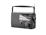 Caliber Kleines Radio Retro 3000 - Tragbares Radio mit Batterie - AM / FM Küchenradio - Taschenradio mit AUX-In - Schwarz