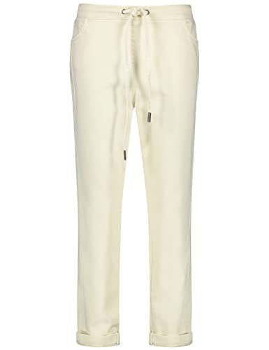 Taifun Damen Jogpants aus Baumwoll-Stretch Hose Freizeit verkürzt Jogpants unifarben 7/8 Länge Light Creme 42