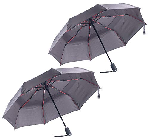 Carlo Milano Sturmregenschirm: 2 Taschenschirme mit Teflon®-Beschichtung 210 T, sicher bis 140 km/h (Regenschirme, Teflon Regenschirm, wasserdichte Taschen)