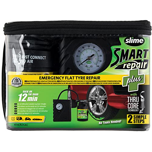 Slime Smart Repair Plus, Autoreifen-Notfallausrüstung, enthält Dichtmittel und Reifenkompressor, geeignet für Autos und sonstige Autobahn-Fahrzeuge, Reparatur in 12 Min.