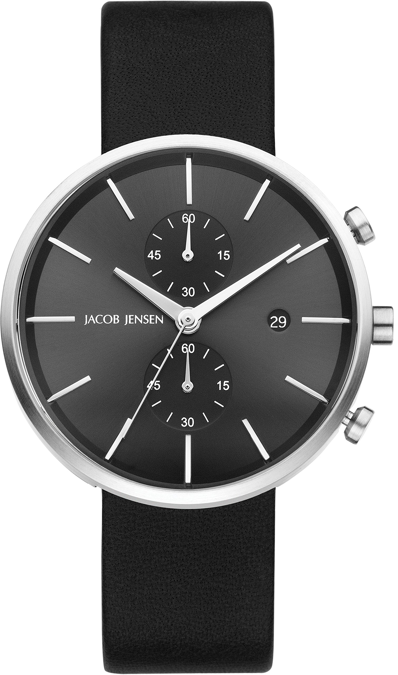 Jacob Jensen Herren Chronograph Quarz Uhr mit Leder Armband 620