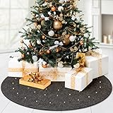 LILENO HOME Weihnachtsbaumdecke LED in anthrazit mit 8 Leuchtfunktionen - festlicher Bodenschutz aus Filz - Tannenbaumdecke rund (100cm) für EIN besinnliches Weihnachten - inkl. Timer