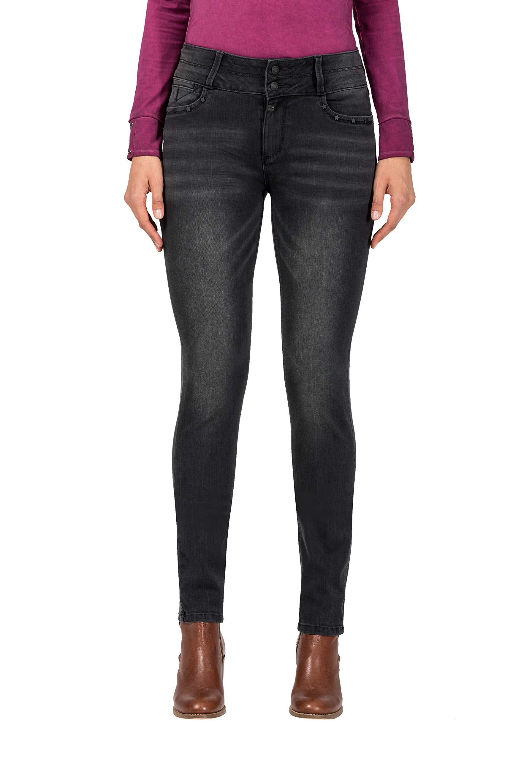 Timezone Damen EnyaTZ Womanshape Slim Jeans, Black Brushed Wash 9058, 31W / 32L