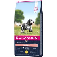 Eukanuba Senior Trockenfutter für ältere mittlere Hunde mit frischem Huhn, 15kg