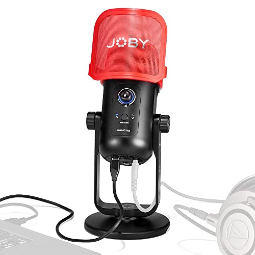 JOBY Wavo POD USB-Kondensatormikrofon für PC, Streaming Mikrofon, Podcasts, mit Stummschaltung, Verstärkungsregelung, Live-Überwachung, Plug-and-Play für PC und Mac, ASMR Mikrofon, Gaming Mikrofon PC