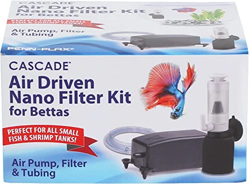 Penn-Plax Cascade Nano Aquarium Filter & Air Pump Kit for Bettas – Also Perfect for Small Fish and Shrimp Tanks – Flow Rate of 1.2 L/Min
