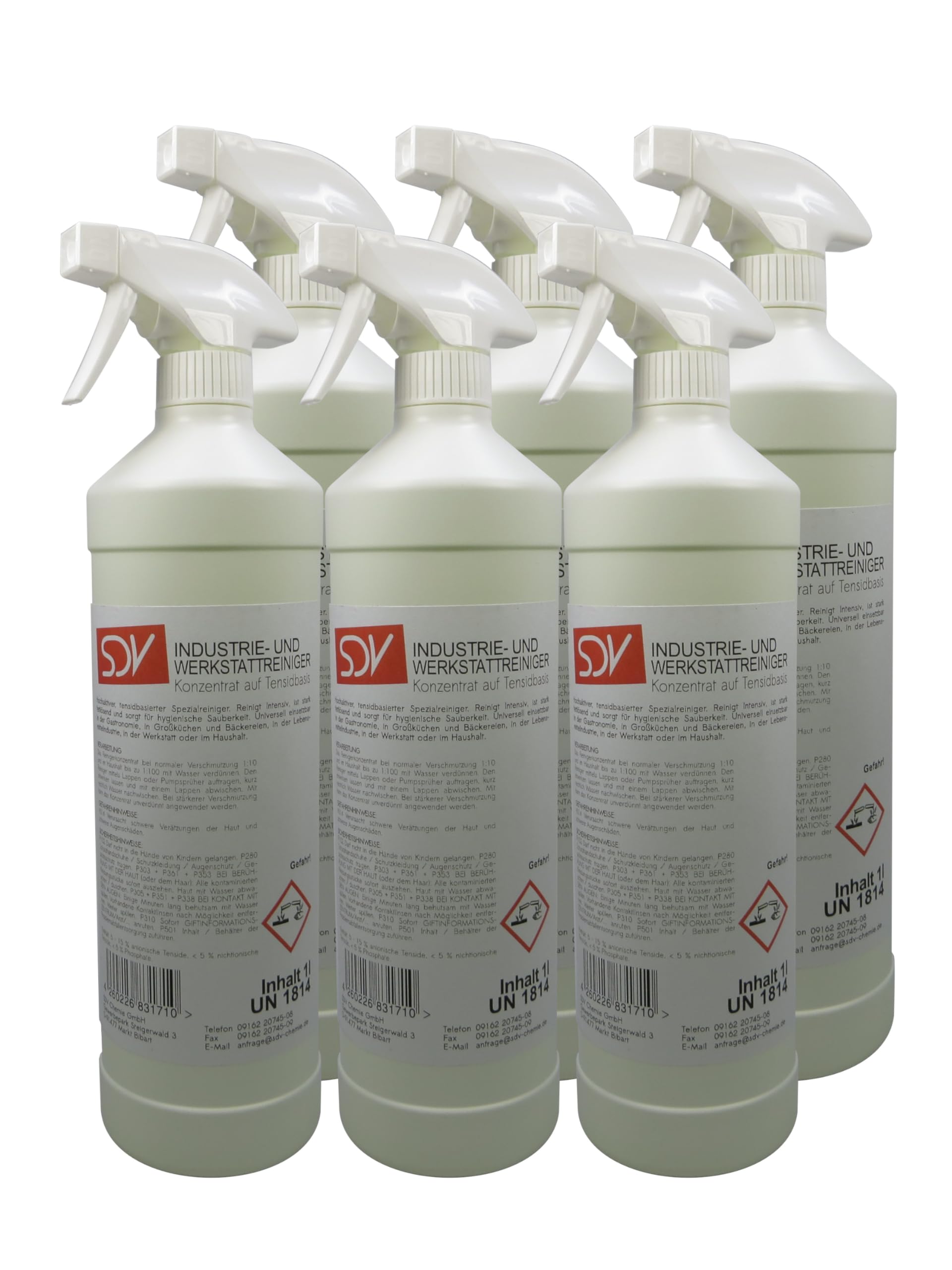 SDV Chemie Industrie- und Werkstattreiniger 6x 1 Liter Konzentrat 6L Spezialreiniger Multicleaner