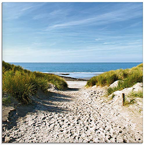Artland Qualitätsbilder | Glasbilder Deko Glas Bilder 30 x 30 cm Nordsee Strand Dünen Sand H8EZ Landschaften Meer