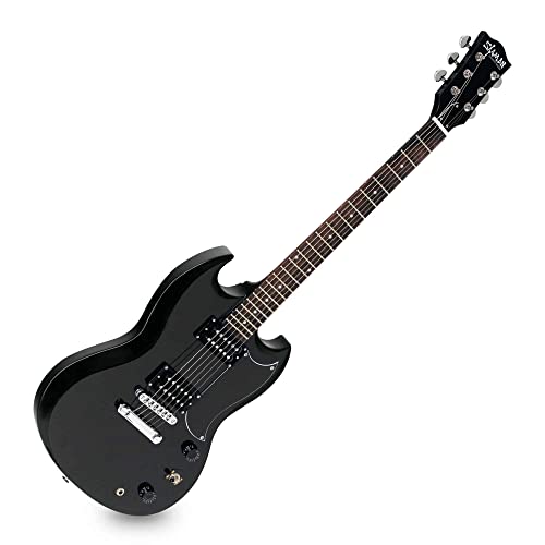 Shaman Element Series DCX-100B - E-Gitarre in Double Cut-Bauweise - geleimter Hals aus Mahagoni - Macassar-Griffbrett - schwarz