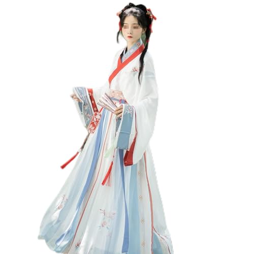 Traditionelles Chinesisches KostüM FüR Erwachsene, Chinesische Hanfu-Kleider FüR BüHnenauftritte Von Frauen (Color : Blue, Size : M=160-164cm)